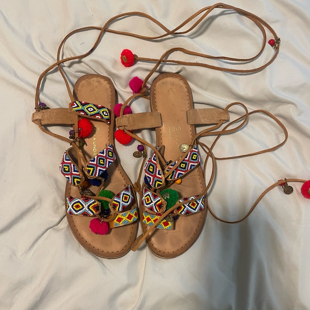Chinese laundry beaded wrap up sandals